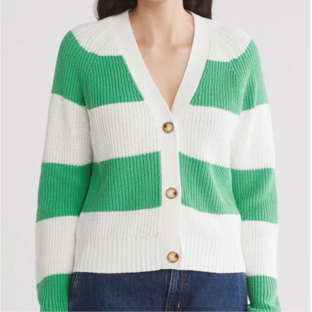DESIGN 365 VARSITY STRIPE CARDIGAN TOP SIZE S MSRP $128.00 NWT